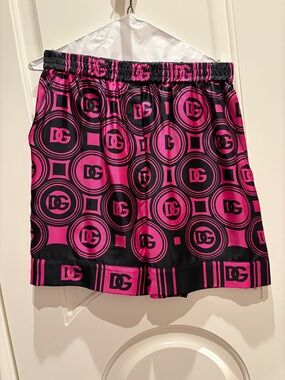 Dolce & Gabbana Black and Pink Logo-Print Shorts